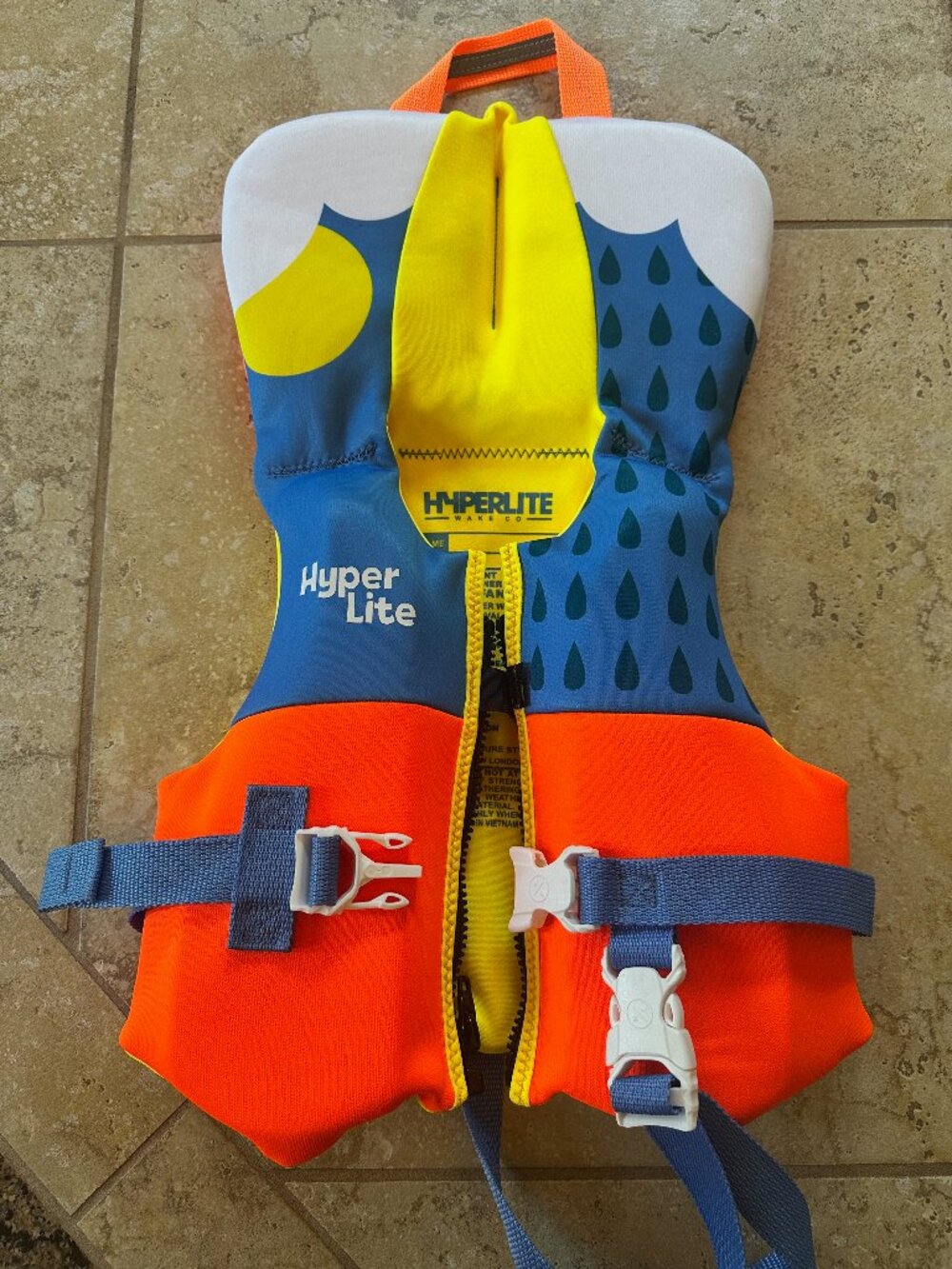 Hyperlite Infant Life Jacket Vest <30 lbs Neon Orange Blue Coast Guard Approved